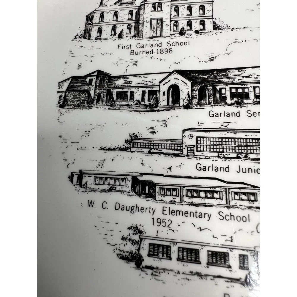Garland Texas History of Schools Souvenir Plate Gold Edge